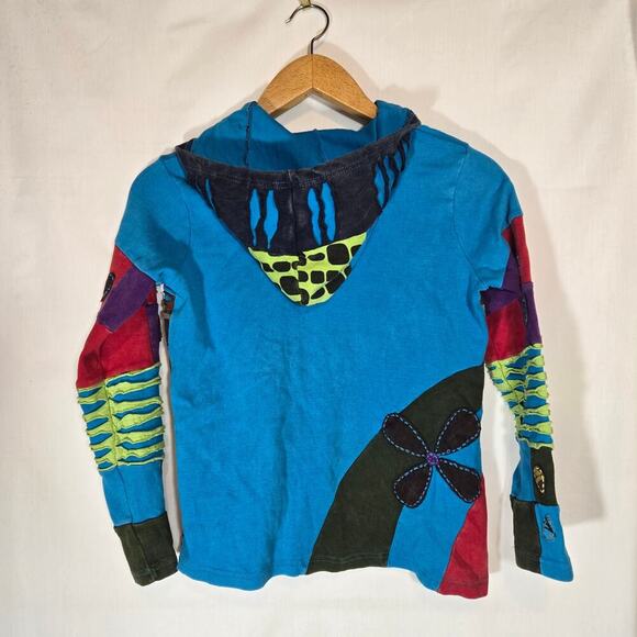 Seventh Avenue Nepal Patchwork Floral Hoodie Hippie Boho Gypsy Bohemian Large - Picture 7 of 13